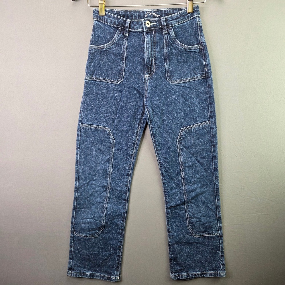 Art Class Girls Carpenter Jeans Size 10 Blue Denim Patch Pocket Straight Leg